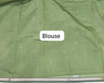 Mehandi Green Semi Maheshwari Silk Cotton Saree blouse