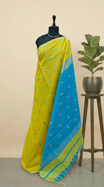 Lemon Yellow Semi Maheshwari Silk Cotton Saree