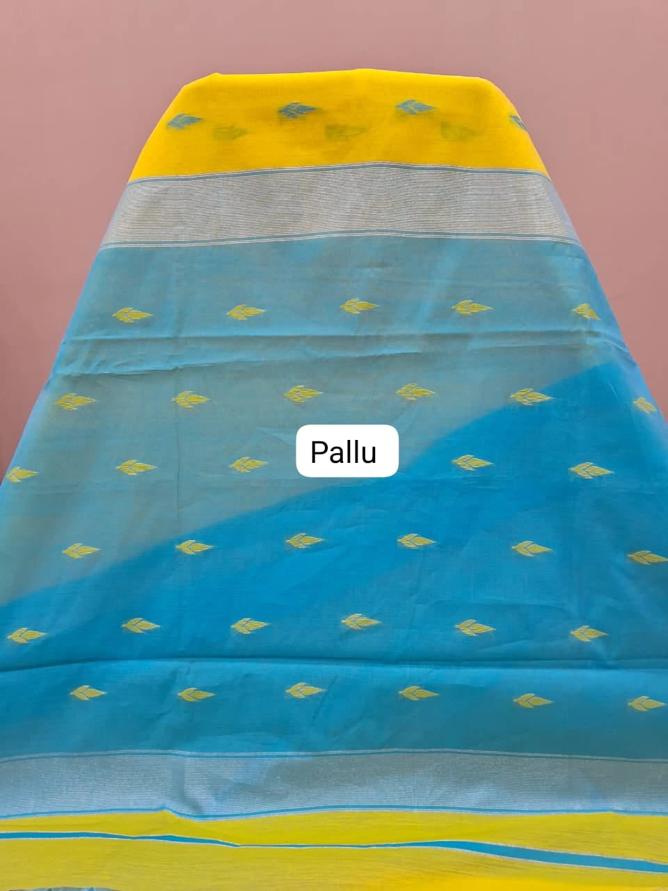 Lemon Yellow Semi Maheshwari Silk Cotton Saree Pallu