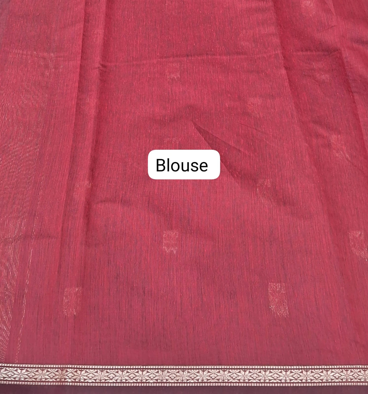 Sea Blue Semi Maheshwari Silk Cotton Saree Blouse