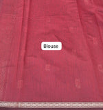 Sea Blue Semi Maheshwari Silk Cotton Saree Blouse
