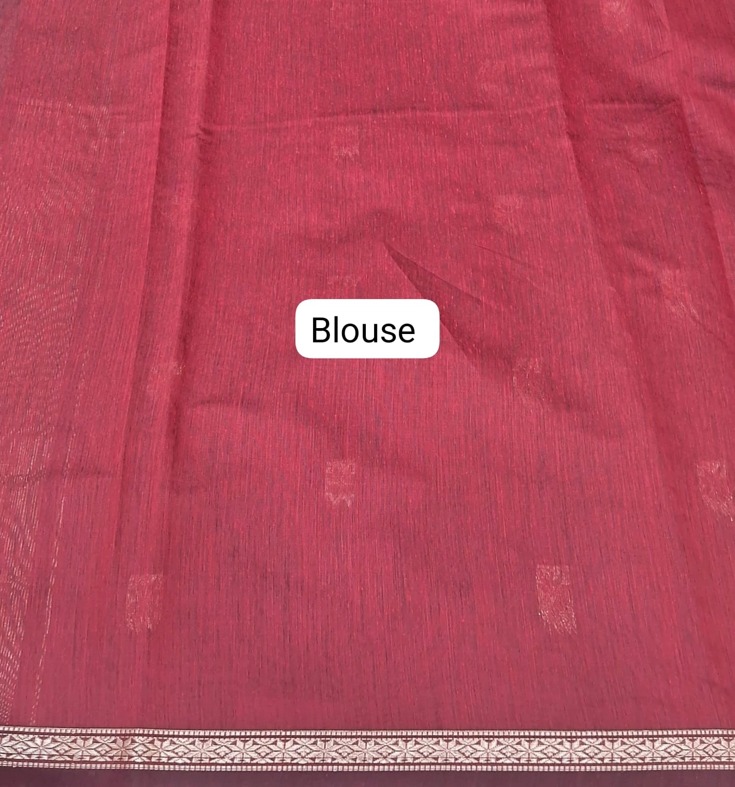 Sea Blue Semi Maheshwari Silk Cotton Saree Blouse