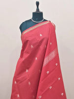 Tomato Red Maheshwari Silk Cotton Saree 1