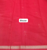 Tomato Red Maheshwari Silk Cotton Saree Blouse