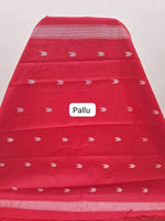 Tomato Red Maheshwari Silk Cotton Saree Pallu