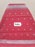 Pale Red Semi Maheshwari Silk Cotton Saree Pallu