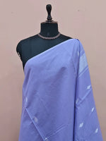 Lavender Blue Semi Maheshwari Silk Cotton Saree 1
