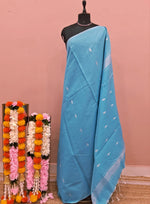 Baby Blue Semi Maheshwari Silk Cotton Saree