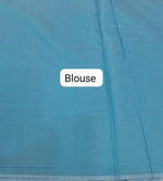 Baby Blue Semi Maheshwari Silk Cotton Saree Blouse