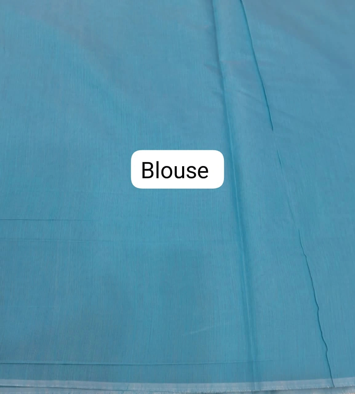 Baby Blue Semi Maheshwari Silk Cotton Saree Blouse