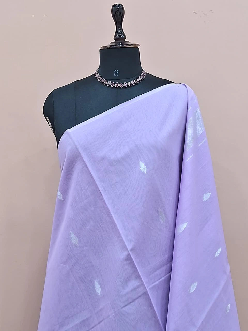 Light Purple Semi Maheshwari Silk Cotton Saree 1