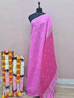 Elegant Baby Pink Semi Maheshwari Silk Cotton Saree 