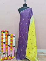Purple Semi Maheshwari Silk Cotton Saree