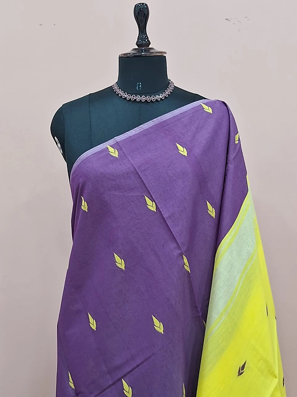 Purple Semi Maheshwari Silk Cotton Saree 1