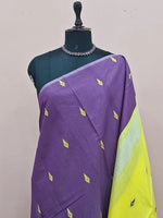 Purple Semi Maheshwari Silk Cotton Saree 1