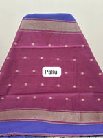 Blue Semi Maheshwari Silk Cotton Saree Pallu