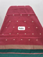Dark Bottle Green Semi Maheshwari Silk Cotton Saree pallu