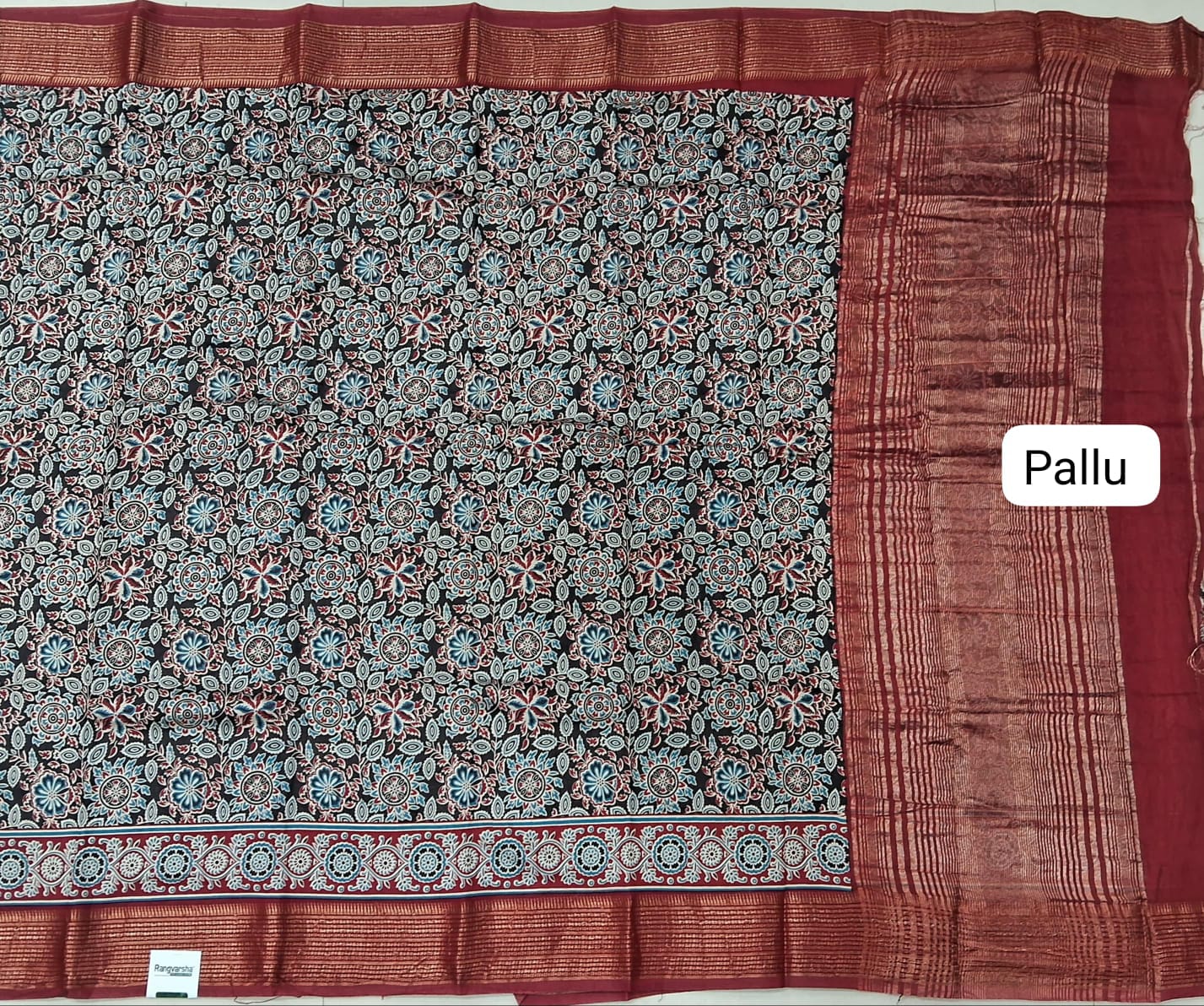Black Moonga SIilk Saree Pallu
