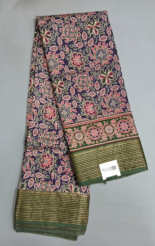 Dark Blue Moonga SIilk Saree