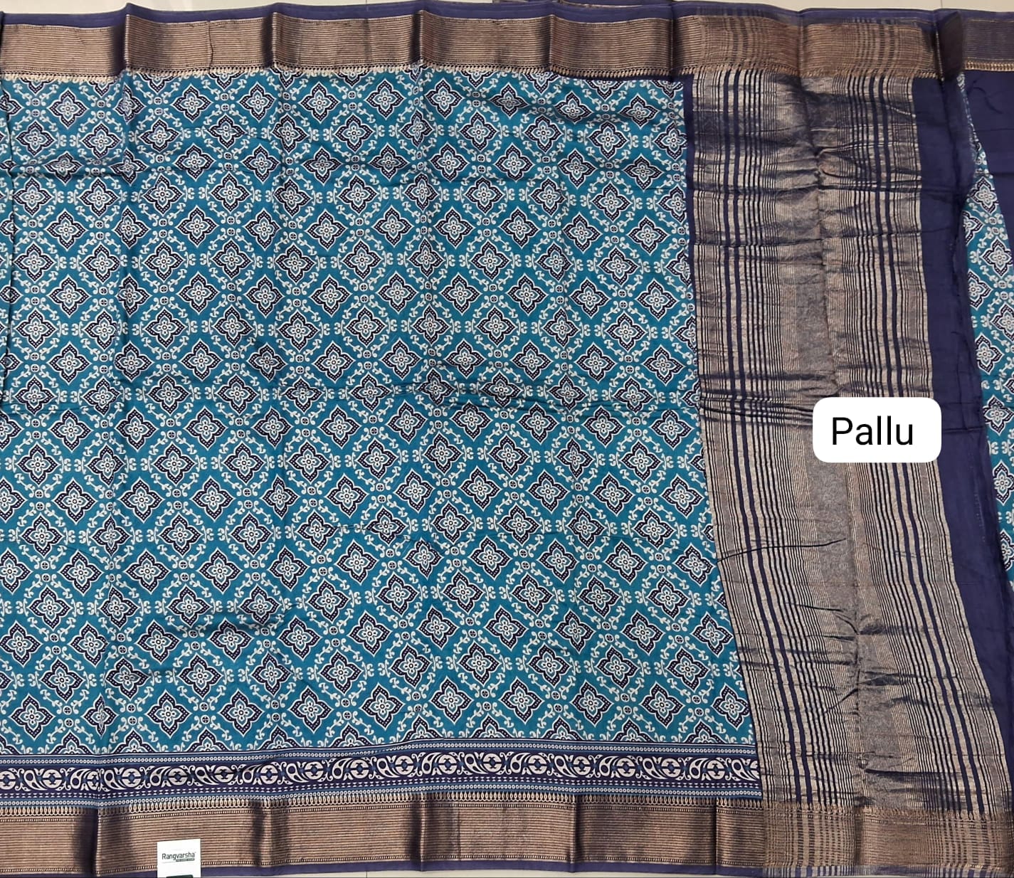 Blue Moonga Silk Saree  Pallu