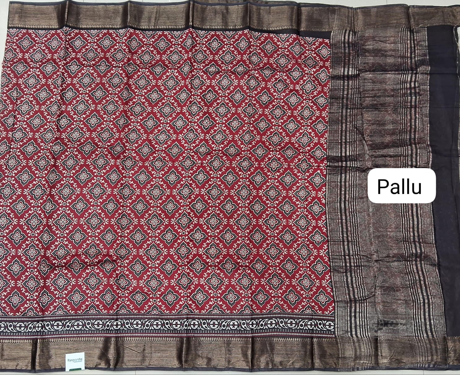 Tomato Red Moonga Silk Saree Pallu