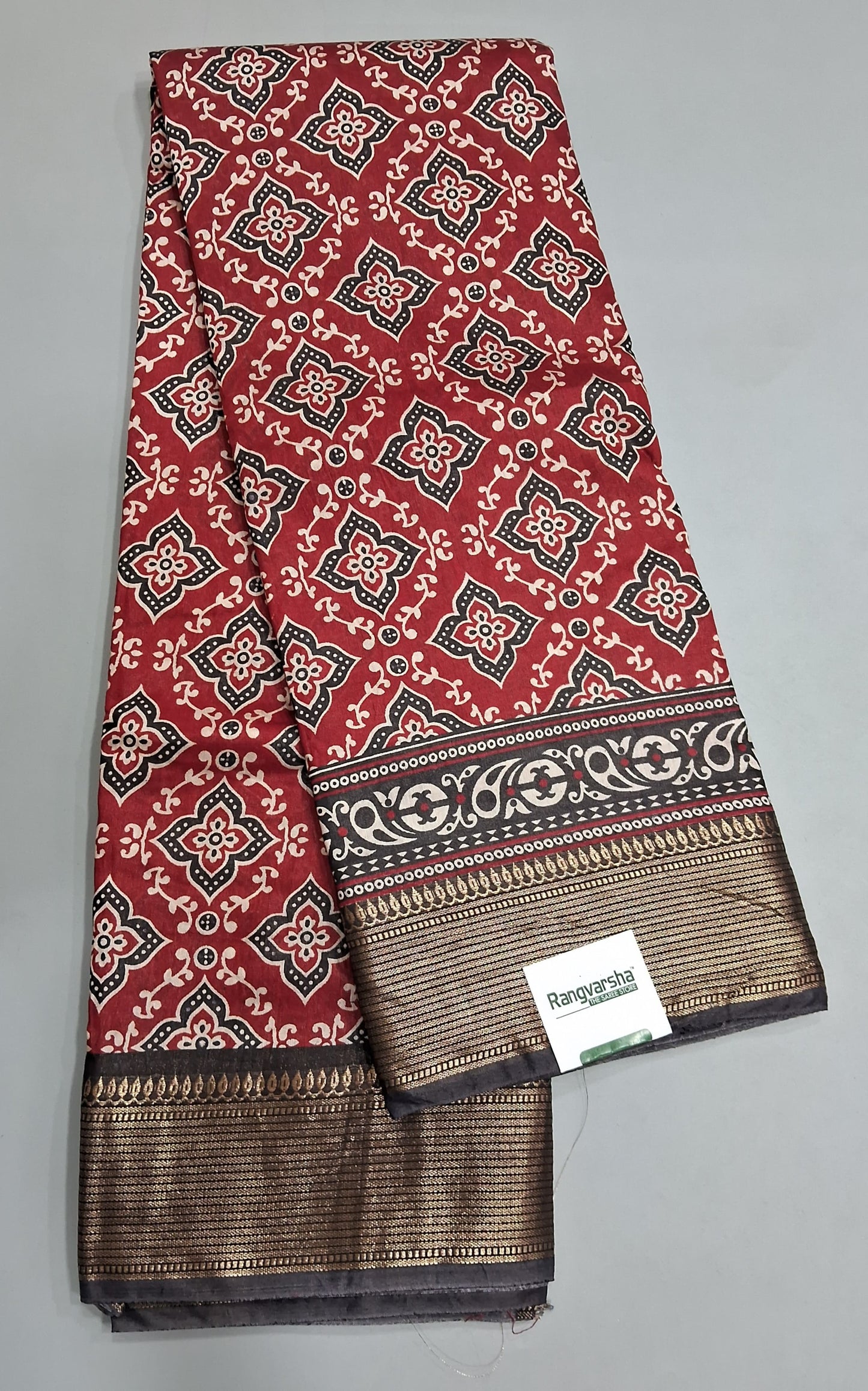 Tomato Red Moonga Silk Saree