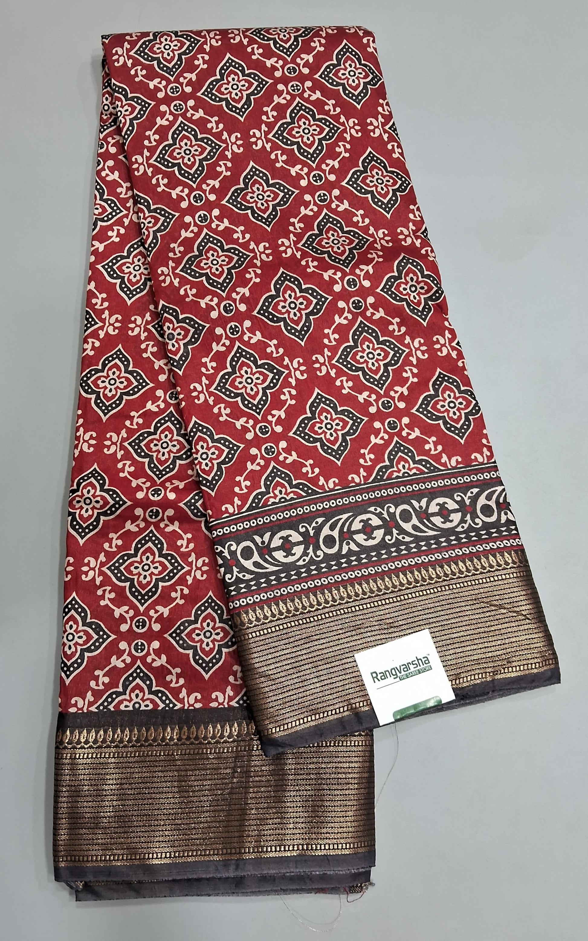 Tomato Red Moonga Silk Saree