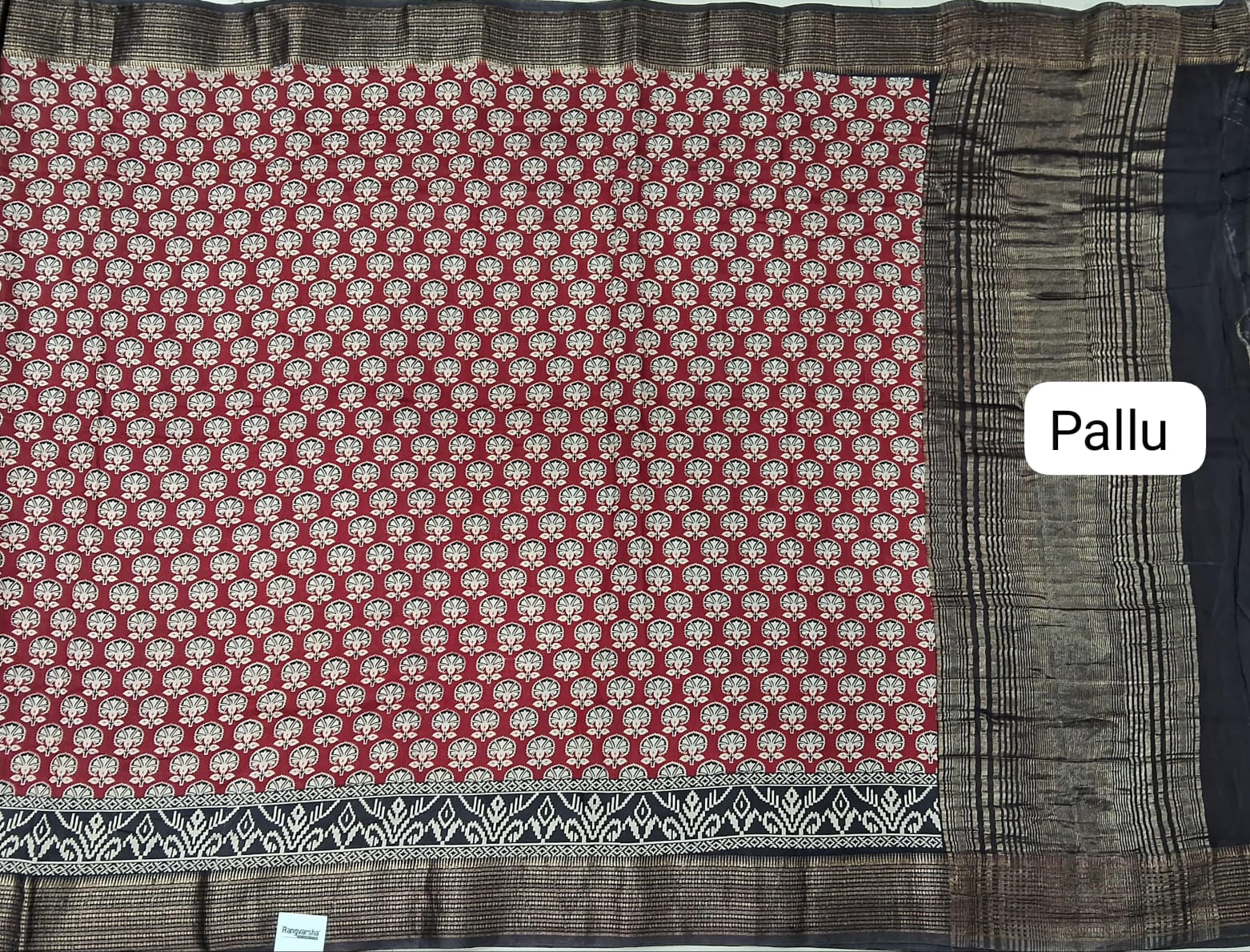 Red Moonga Silk Saree Pallu