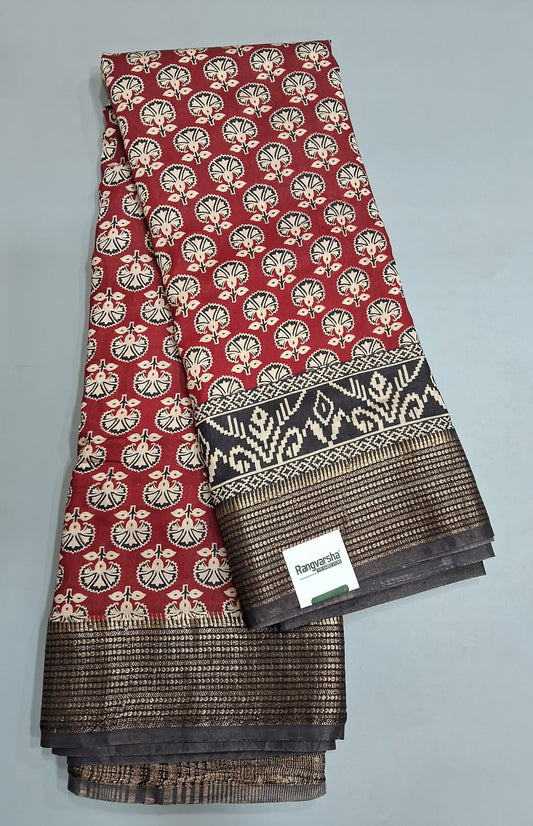 Red Moonga Silk Saree 