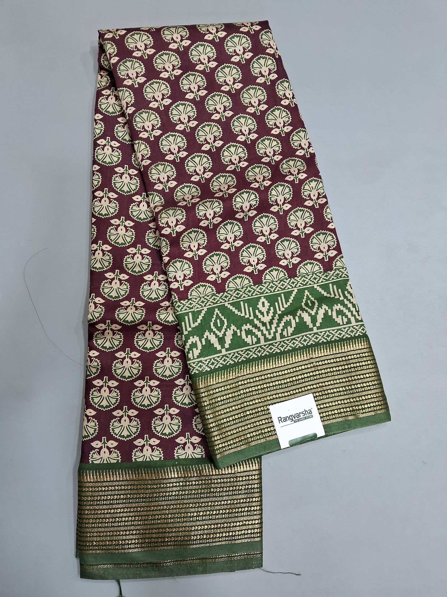 Chocolate Brown Moonga Silk Saree 