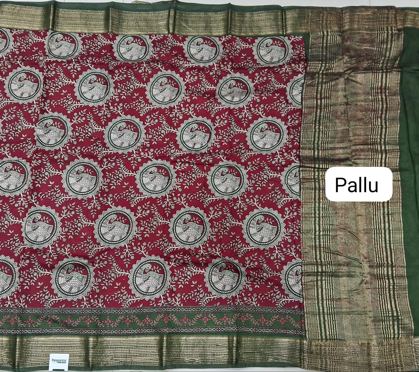 Maroon Moonga Silk Saree Pallu