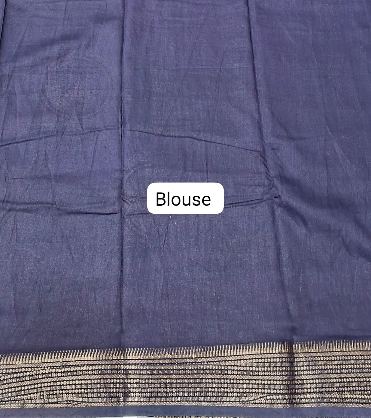 Marine Blue Moonga Silk Saree Blouse