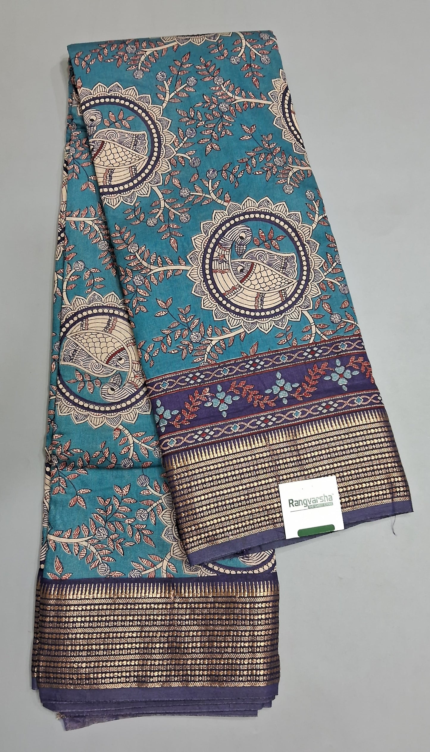 Marine Blue Moonga Silk Saree