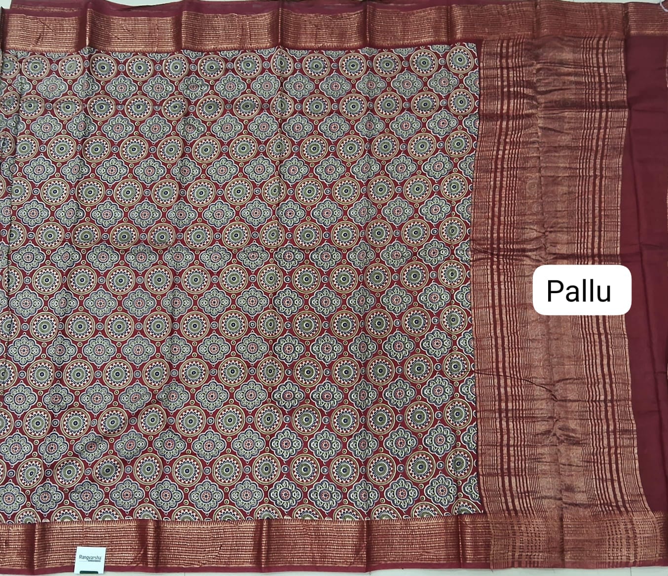 Red Moonga Silk Saree Pallu