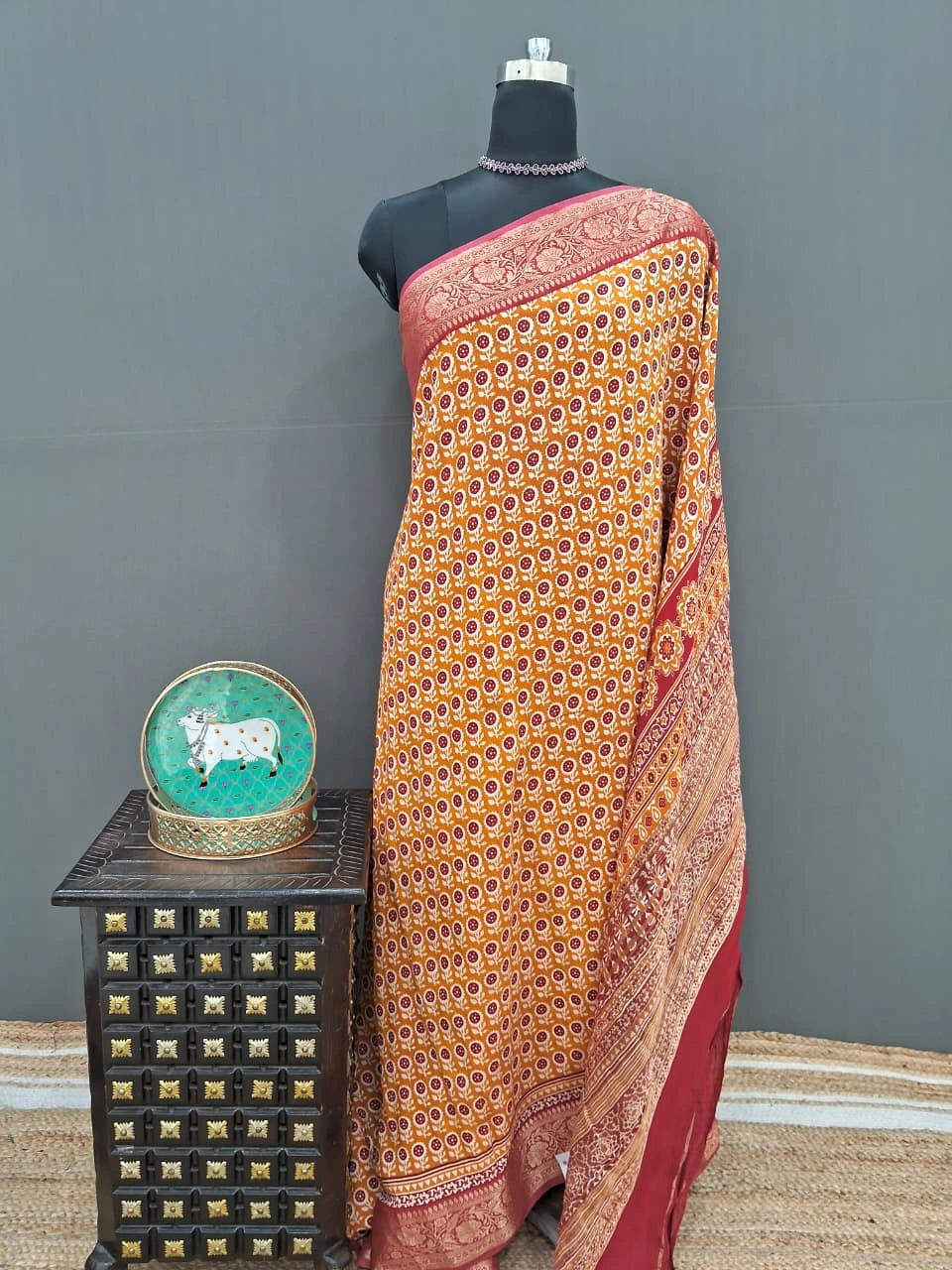 Mango Yellow Moonga Glow Saree