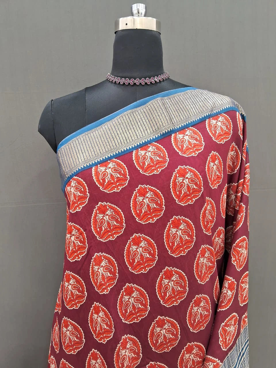 Regal Maroon Moonga Silk saree 