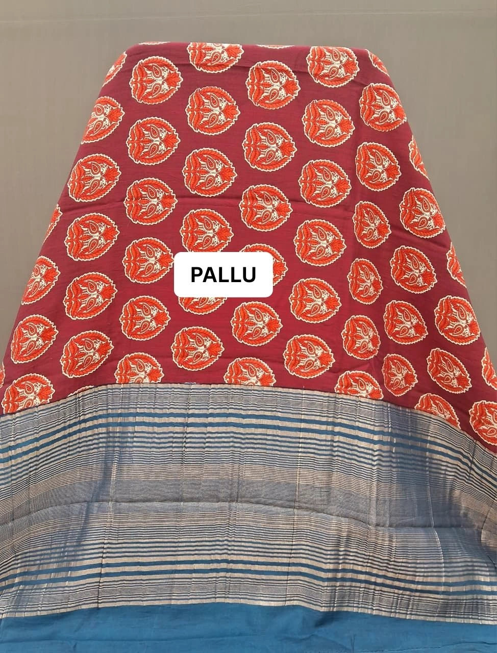 Regal Maroon Moonga Silk saree pallu