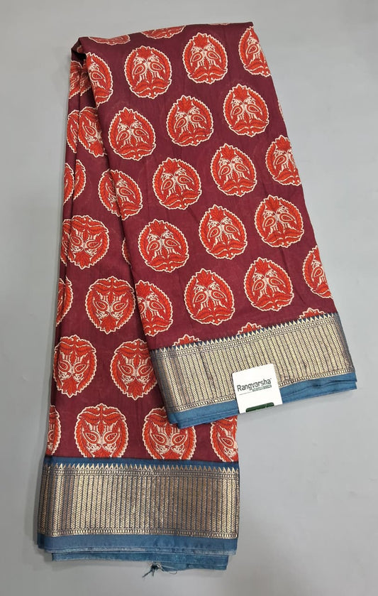 Maroon Moonga Silk Saree