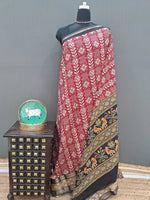 Maroon Moonga silk saree