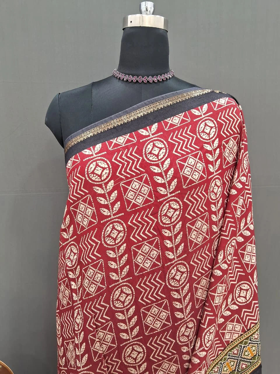 Maroon Moonga silk saree 