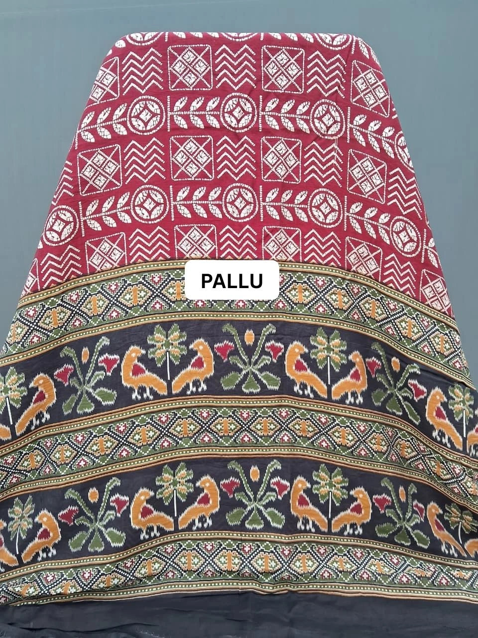 Maroon Moonga silk saree pallu