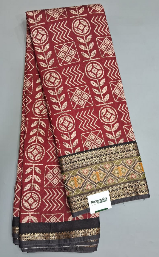 Maroon Moonga Silk Saree 