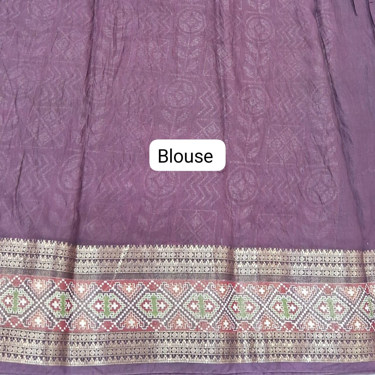 Brick Red MooBnga Silk Saree Blouse