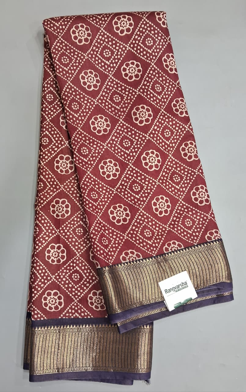 Maroon Moonga Silk Saree