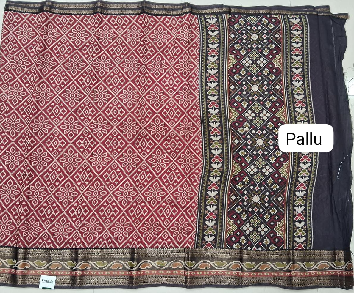 Red Moonga Silk Saree Pallu