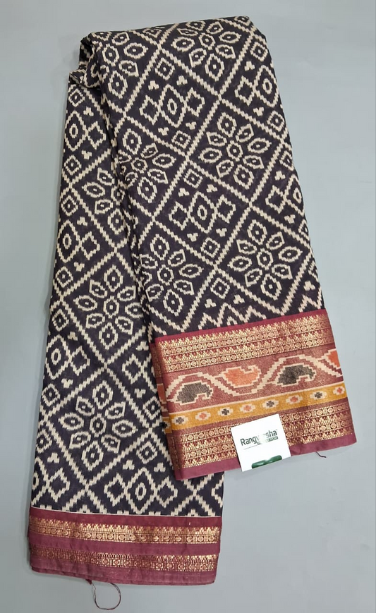 Black Moonga Silk Saree 