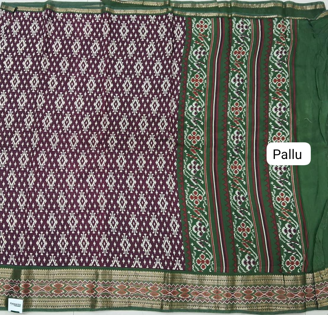 Wine Moonga Silk Saree Pallu