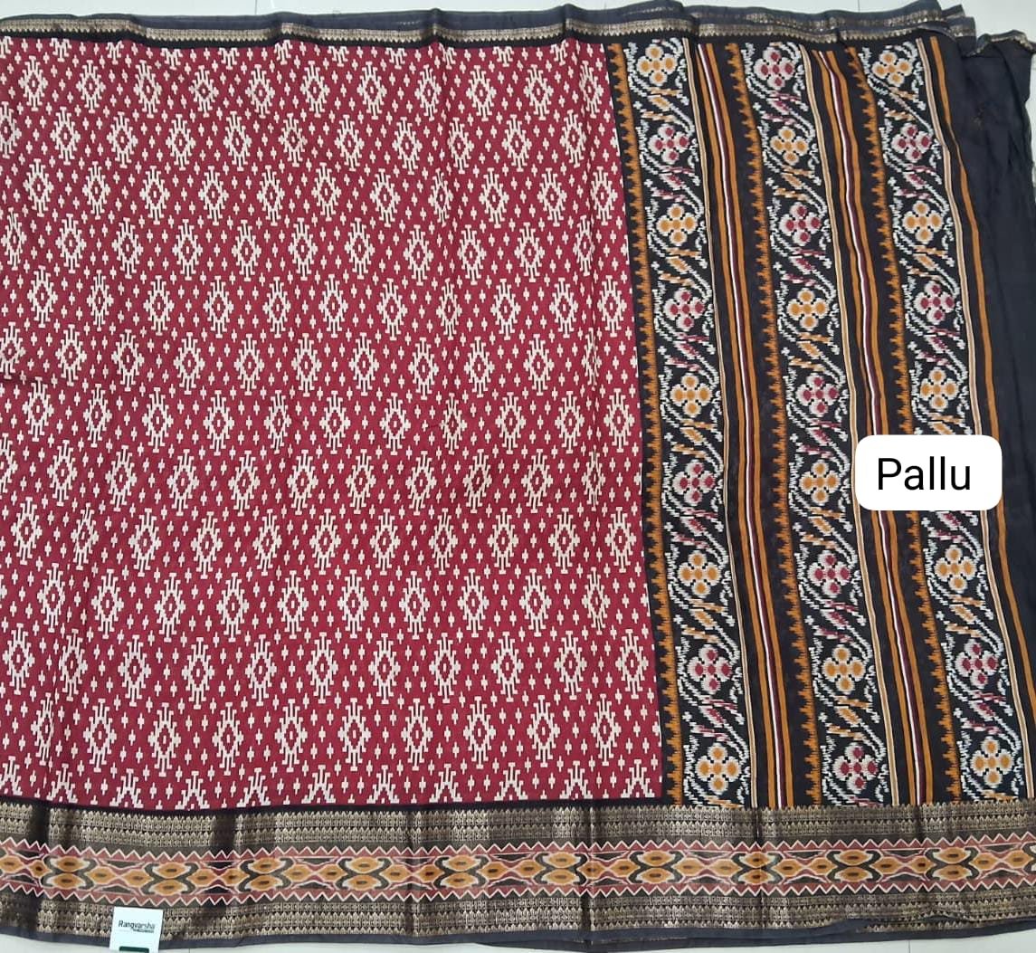 Red Moonga Silk Saree Pallu