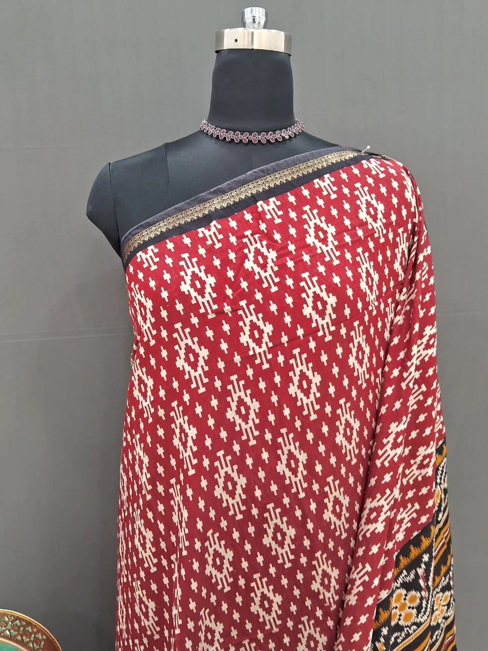 Regal Crimson Red Moonga Silk Saree 