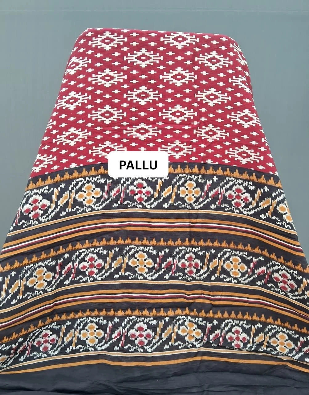 Regal Crimson Red Moonga Silk Saree pallu